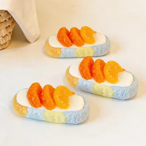 Jouet Squishy Biscuit à l'Orange Fait à la Main Anti-stress en Silicone Alimentaire Souple Mignon Décoratif de Bureau Jouet Sensoriel