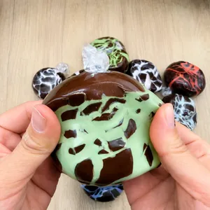 Close-up macro view of mint dark chocolate crispy skin stress relief squeeze toy