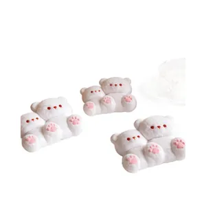 Süßes weiches Beflockung Mutter und Baby Bär Squishy Stressabbau Spielzeug Weiß
