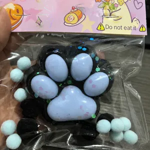 Giocattolo Squishy Zampa di Gatto di Simulazione per Sollievo dallo Stress Grande Morbido TPR Paillettes Giocattolo di Decompressione per Adulti Adolescenti Ufficio Quotidiano Regalo