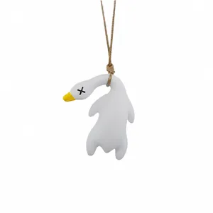 Cute UV color-changing white duck car hanging pendant for rearview mirror