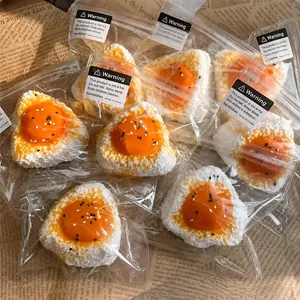 Realistic Food Rice Ball Squishy Toy TPR Stress Relief Squeeze Fidget Toy Simulation Egg Yolk Onigiri Strawberry Cat Paw Squishy Toy