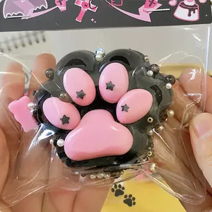 Black and pink cat paw squishy toy, cute slow rebound stress relief toy for kids