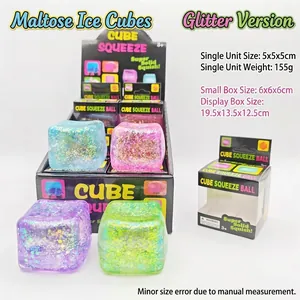 Juguete Squishy Cubo de Hielo Maltosa Transparente Purpurina Crecimiento Lento Fidget Alivio del Estrés Juguete Sensorial Para Niños Adultos