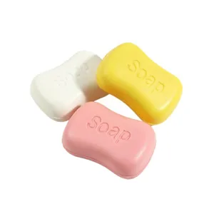 Juguetes blandos antiestrés con forma de jabón set de 3 en blanco rosa y amarillo