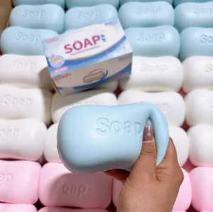Juguete relajante suave con forma de jabón azul, ideal para aliviar el estrés y terapia manual