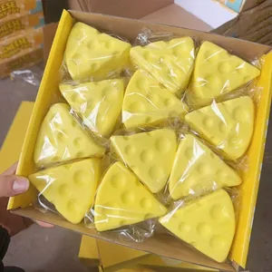 A boxed set of yellow slow-rebound cheese squishy toys designed for sensory stress relief.
