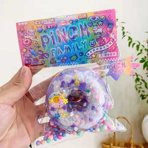 Kawaii μοβ ντόνατ squishy παιχνίδι σε συσκευασία blind bag PINCH FAMILY δώρου