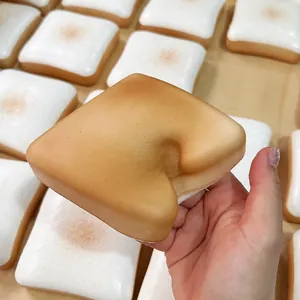 Macro detail view of slow rebound toast bread squishy toy showing super soft texture