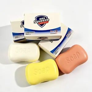Close-up view of realistic soap-shaped slow-rebound squeeze toys with original packaging