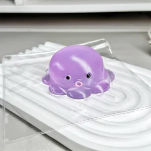 Macro view of a purple octopus maltose squishy toy with a translucent Q-elastic texture.