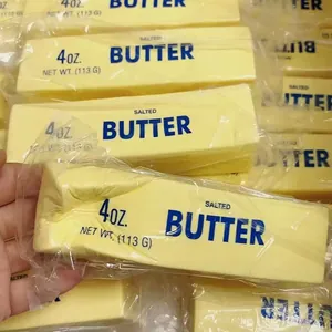 Close-up of butter stick squishy toy with realistic 4oz salted butter packaging