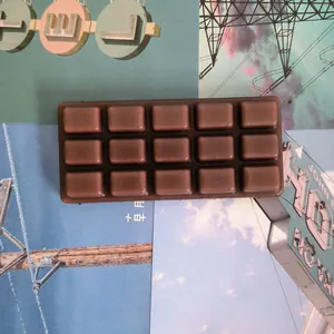 Detailed macro view of chocolate-bar-shaped slow rebound squishy toy for stress relief