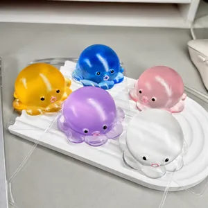 Translucent Cartoon Octopus Squishy Toy Maltose Texture Soft TPR Stress Relief Novelty Decompression Toy For Teens Adults