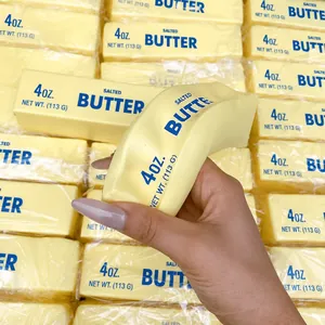 Slow rebound butter stick squishy toy for stress relief with realistic yellow packaging