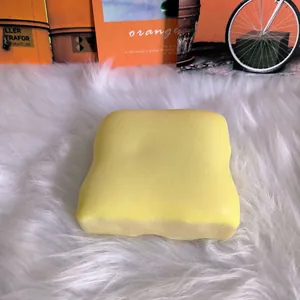 Detailed view of cheese toast squishy toy featuring soft slow rebound foam texture