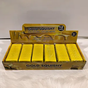 12er Set Goldbarren-Squishy-Spielzeuge im Display, langsam aufsteigende Anti-Stress-Toys