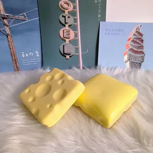 Cheese Toast Bread Slow Rebound Squishy Stress Relief Toy Soft PU Simulated Food Squeeze Toy For Office Daily Decoration Gift