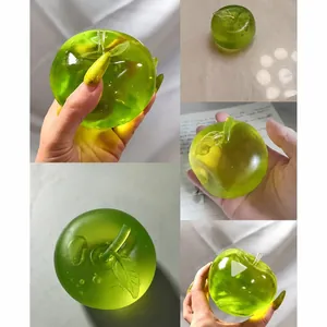Jouet à presser pomme verte translucide pour soulager le stress, matériau souple