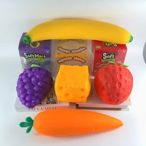 Collectie van grote geurende TPR fruit en groente squishy speelgoed voor stress