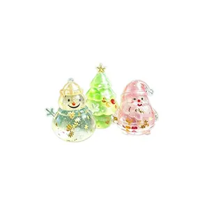 Set mit durchscheinendem Weihnachtsschmuck mit Weihnachtsmann und Schneemann
