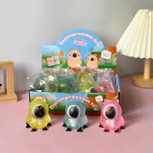 Set of colorful capybara squishy toys with display box for stress relief.