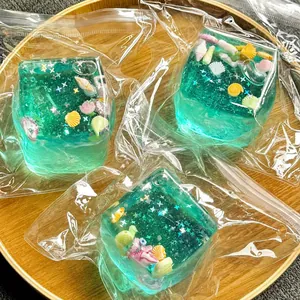 Cubi antistress squishy a tema oceanico con conchiglie e glitter a forma di stella