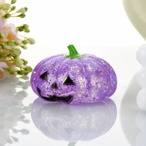 Luminous purple Halloween pumpkin ornament with glitter for micro-landscape gardening decoration