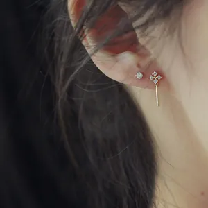 S925 Sterlingsilber Elegant Vierblättriges Kleeblatt Wassertropfen Ohrstecker Für Damen Strass Frisch Süß Raffiniert Schmuck