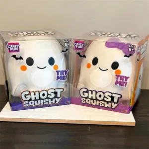 Crazy Fun white ghost squishy stress relief toy with purple bow in box