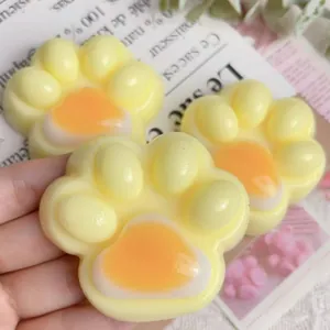 Χαριτωμένο squishy παιχνίδι κατά του στρες σε σχήμα πατούσας γάτας κίτρινο πορτοκαλί