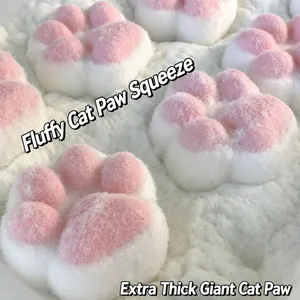 Soft large plush cat paw squishy decompression toy with white and pink pads for stress relief