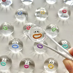 Transparent soft gel stress relief ball with colorful cartoon facial expressions for kids