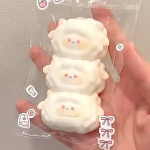Cute white triple-stacked sheep squishy stress relief toy for relaxing hand play