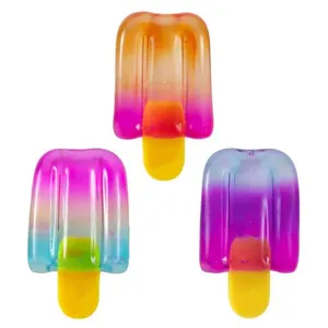 Set of three simulation popsicle squishy stress relief toys with vibrant gradient colors