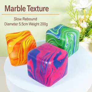 Cubo squishy a rimbalzo lento con motivo marmorizzato per alleviare lo stress, 5,5 cm