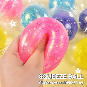 Aurora pink glitter maltose squishy ball, decompression squeeze toy with slow rebound