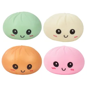 Set di 4 giocattoli squishy a forma di panino colorato con faccine carine antistress