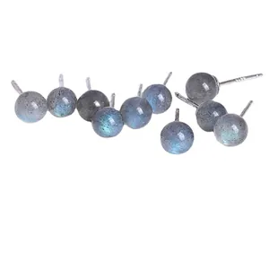 Prachtige S925 sterling zilveren oorknopjes met natuurlijke labradoriet stenen