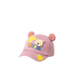 Casquette de baseball rose pour enfant avec oreilles d'ours et motif étoiles