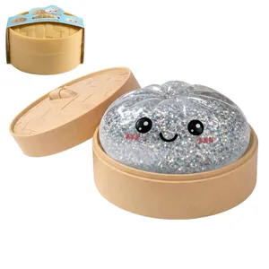 Süßes glitzerndes gedämpftes Brötchen Squishy Spielzeug im Korb zum Stressabbau