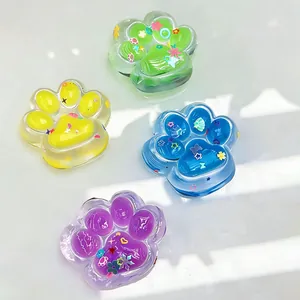 Colorful cat paw squishy toys for stress relief, translucent soft sensory toys for kids.