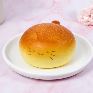 Slow rebound cat face bun squishy toy, 10cm diameter, stress relief simulation food toy
