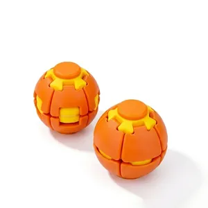 Zwei orange-gelbe mechanische Fidget-Kugeln zum Stressabbau und zum Puzzeln.