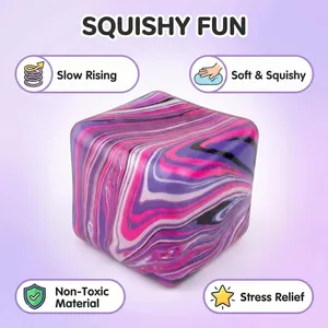 Marbled square squishy stress relief toy with slow rising soft texture