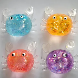 Translucent Maltose Squishy Toy Stress Relief Sensory Decompression Ball Glitter Crab Shell Shapes Manual Squeeze Toy Gift