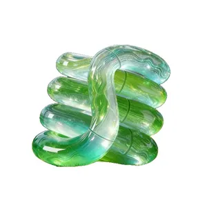 Translucent green fidget twist toy for stress relief with glitter swirly texture design