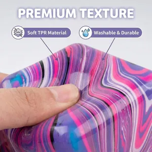 Colorful marbled square squishy toy made of soft TPR material for stress relief