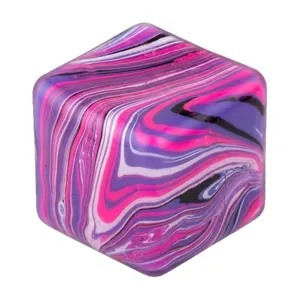 Square marble swirl squeeze toy for stress relief in purple and pink tones