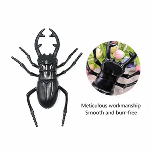 Large realistic black plastic stag beetle insect model toy for educational display